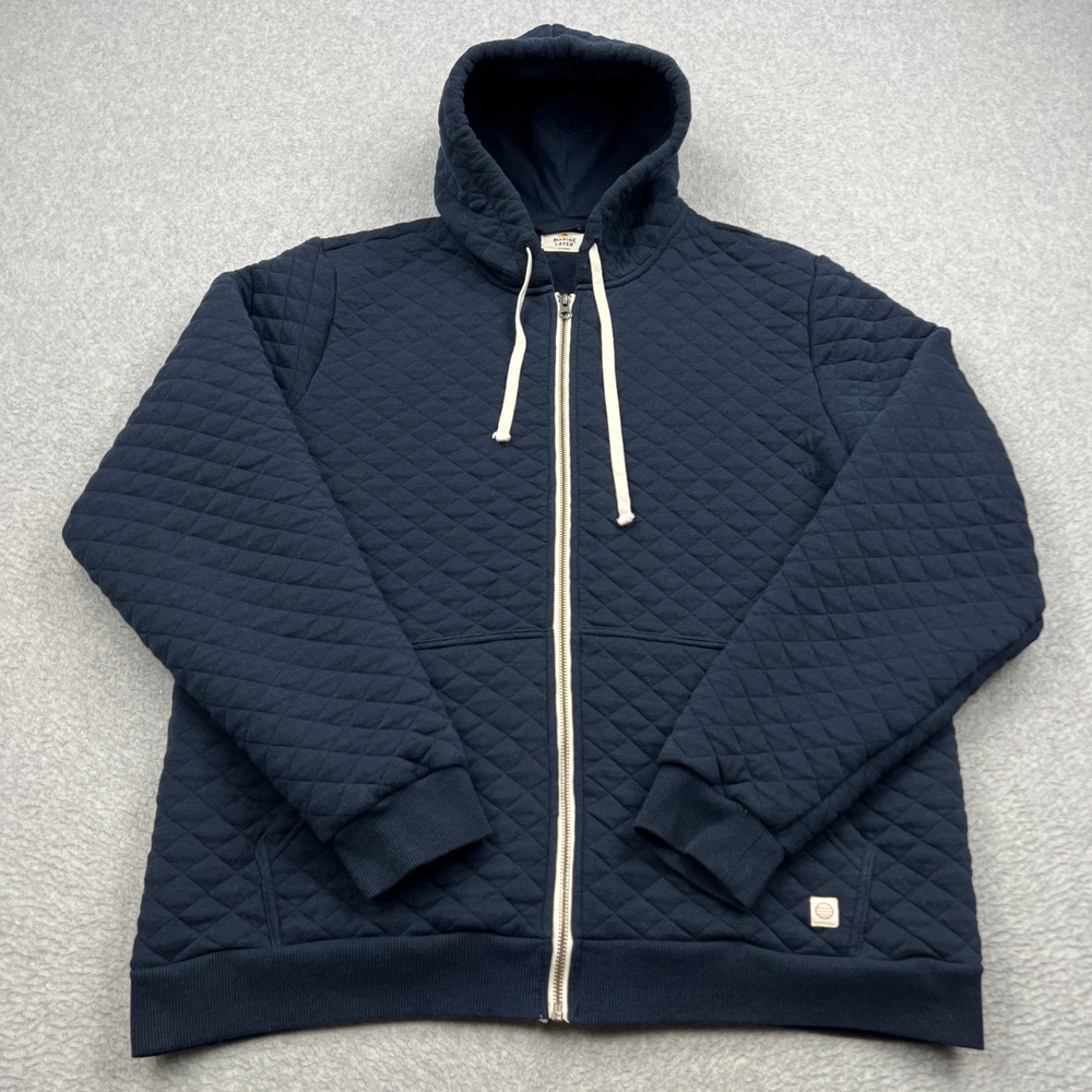 Marine Layer Corbet Hoodie Mens XL Navy Quilted Full Zip Layer Hooded Sweatshirt